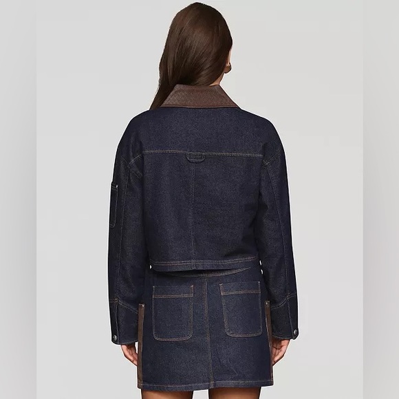 Avec Les Filles Faux-Collar Crop Trucker Jacket - Picture 2 of 8